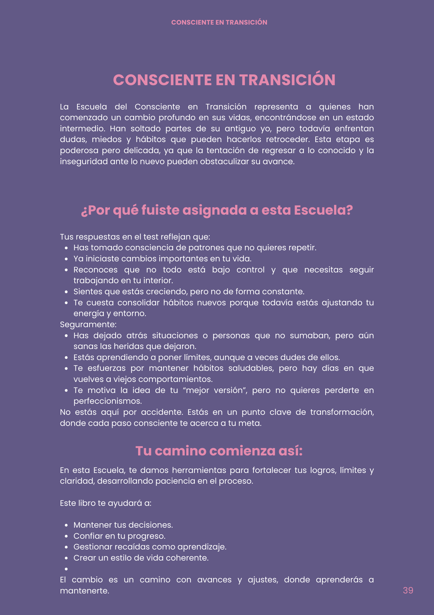 Libro “Consciente en Transición” – Edición Morado y Rosa